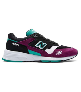 New Balance 1530 Made in England Baskets en Daim Noires, Violettes et Turquoise