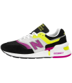 New Balance 997 Made in USA Sportstyle Jaune Fluo et Rose avec des Baskets en Daim Noires et Blanches