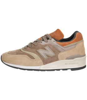 New Balance M997 Baskets en Daim Beige avec détail Orange